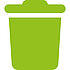 Green icon of a rubbish bin