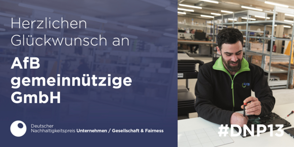 Deutscher Nachhaltigkeitspreis Unternehmen / Gesellschaft & Fairness / Glückwunschbild