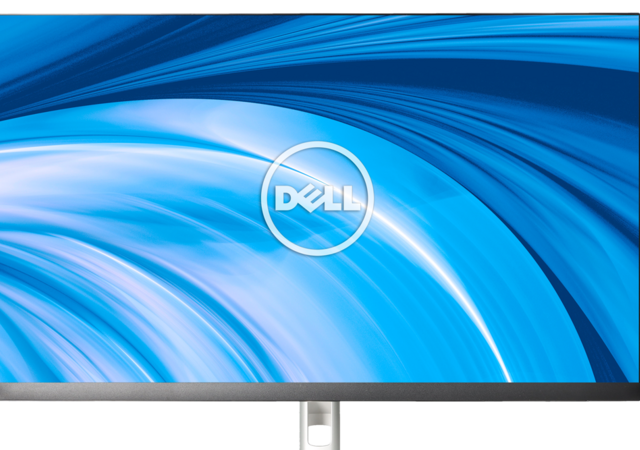 Frontalansicht Dell Monitor mit blauem Bildschirm-Bild