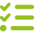 Green icon of a checklist