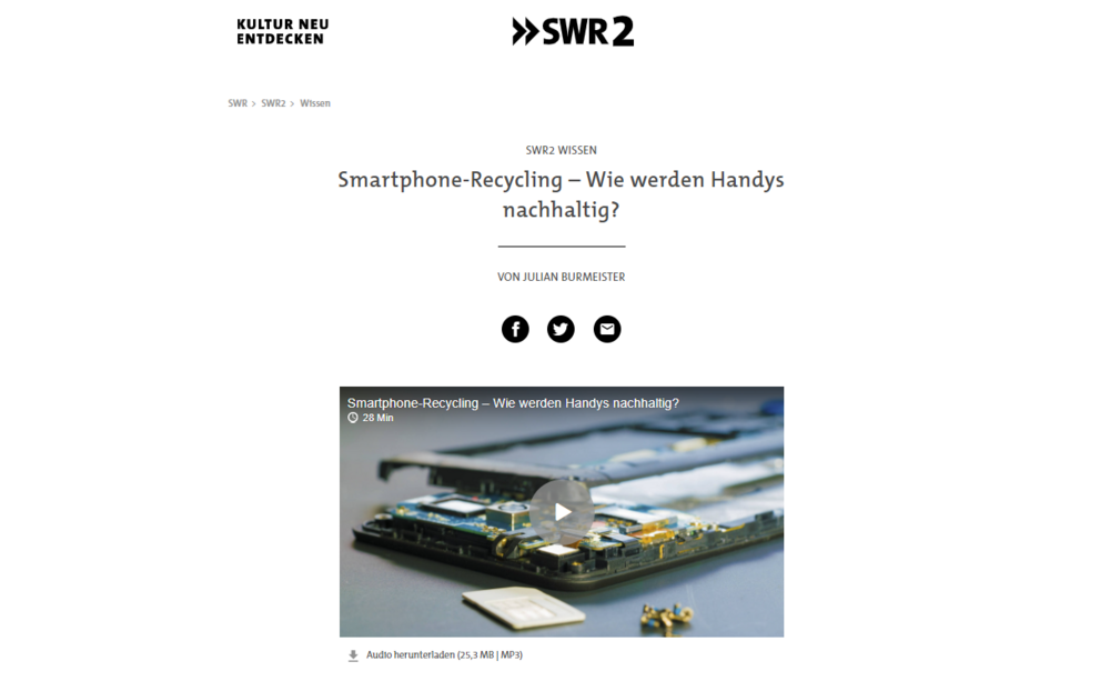 Titelbild Sendung SWR 2 Wissen: Nachhaltige Smartphones